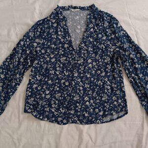 blue floral blouse